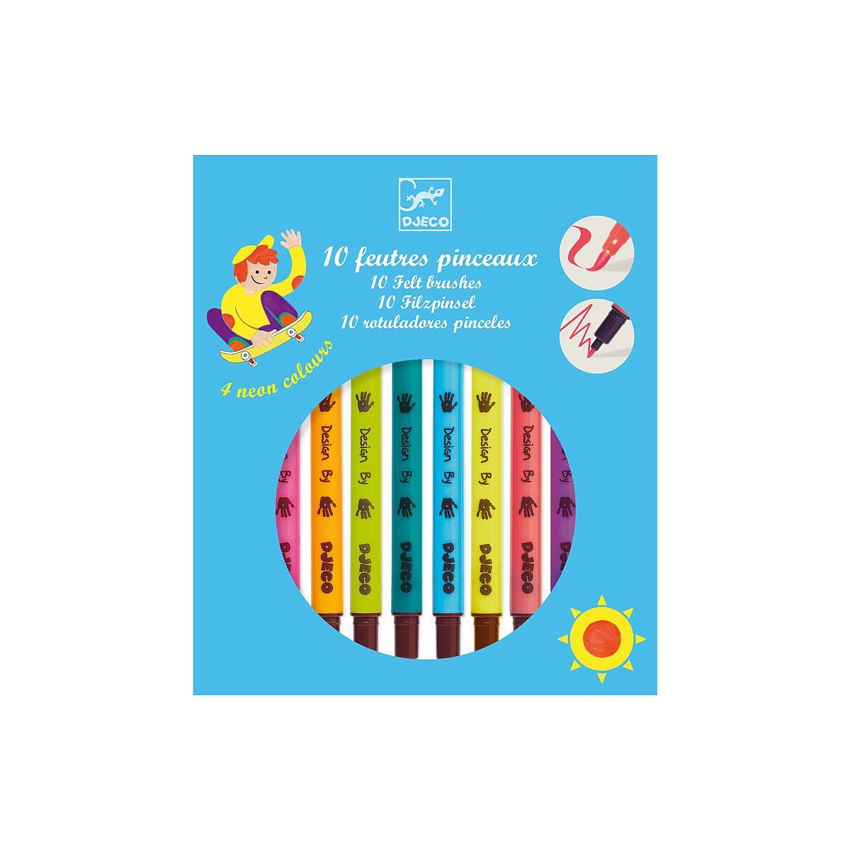 10 feutres enfant pinceaux - pop LES COULEURS DJECO