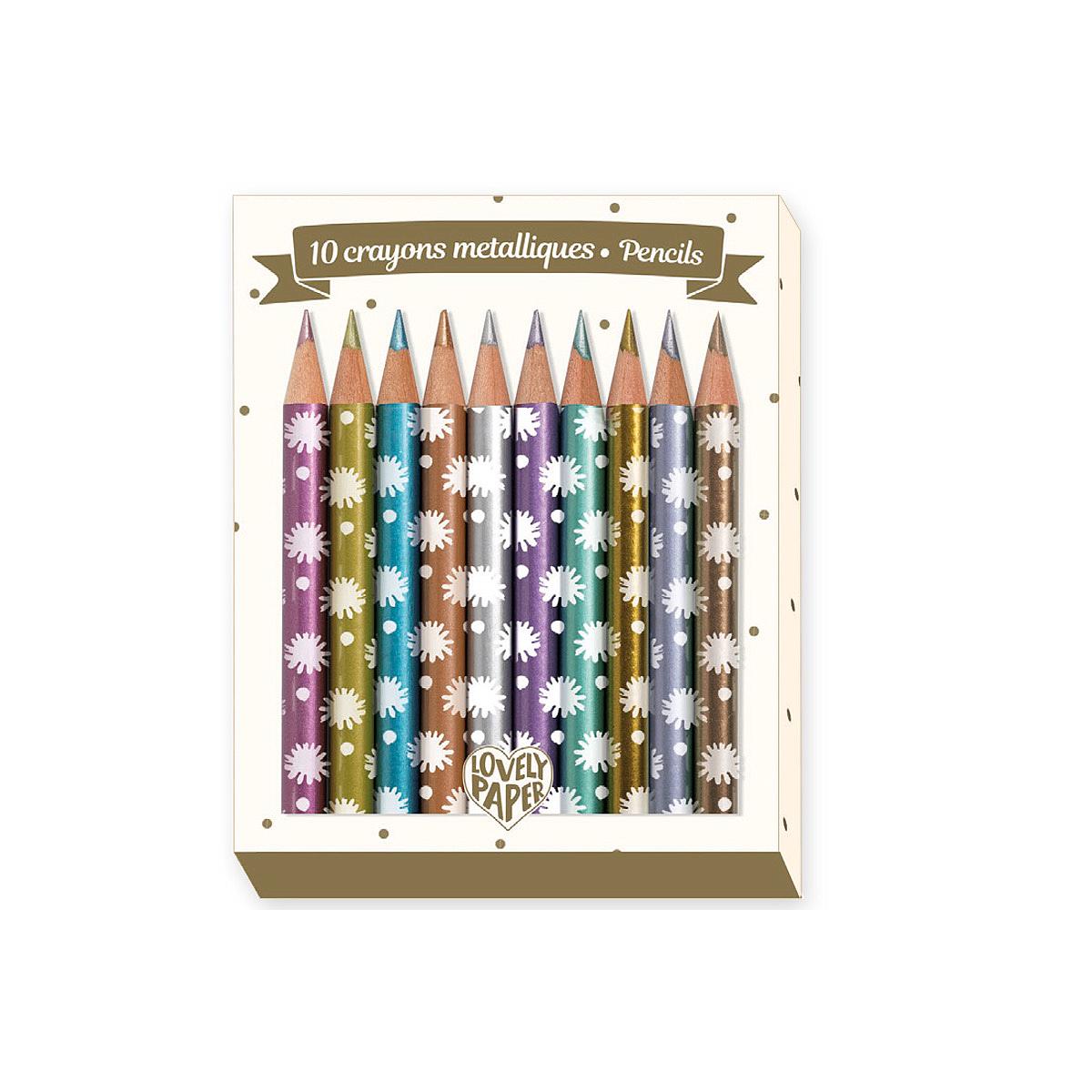 10 mini crayons métalliques CHIC Djeco