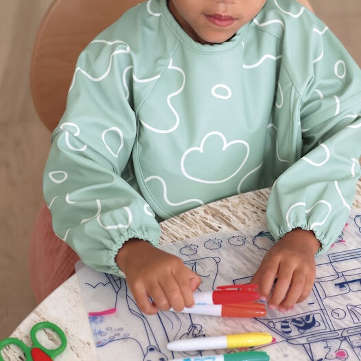 2 in 1 Langarm-Lätzchen Beaba Sage green