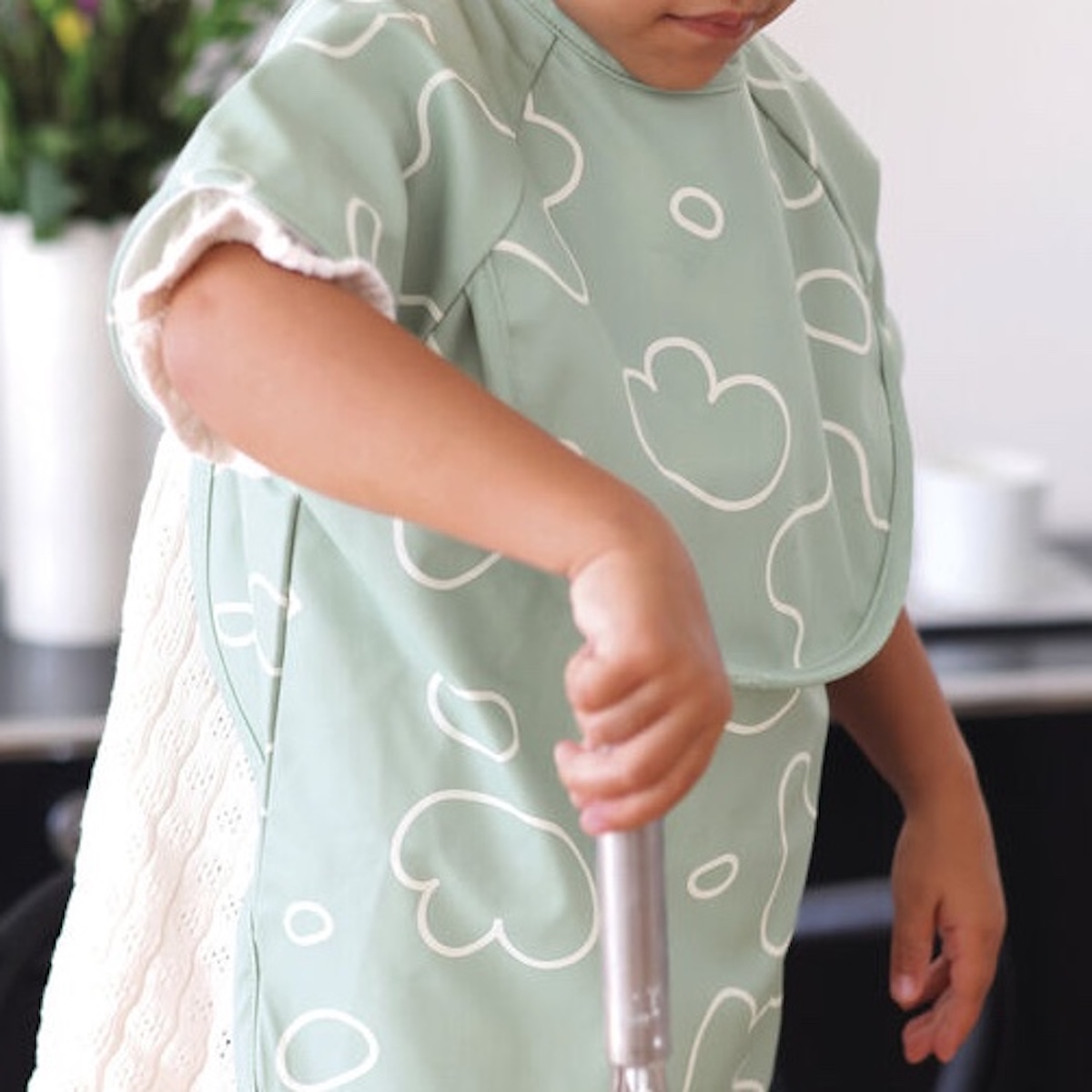 2 in 1 Langarm-Lätzchen Beaba Sage green