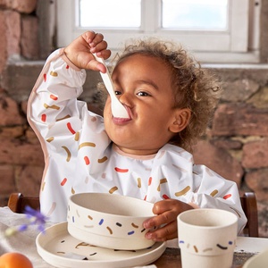 2 Lätzchen mit Ärmeln 6-24M LITTLE MATEYS Laessig spicy orange 