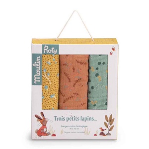 3 Mullwindeln TROIS PETITS LAPINS Moulin Roty