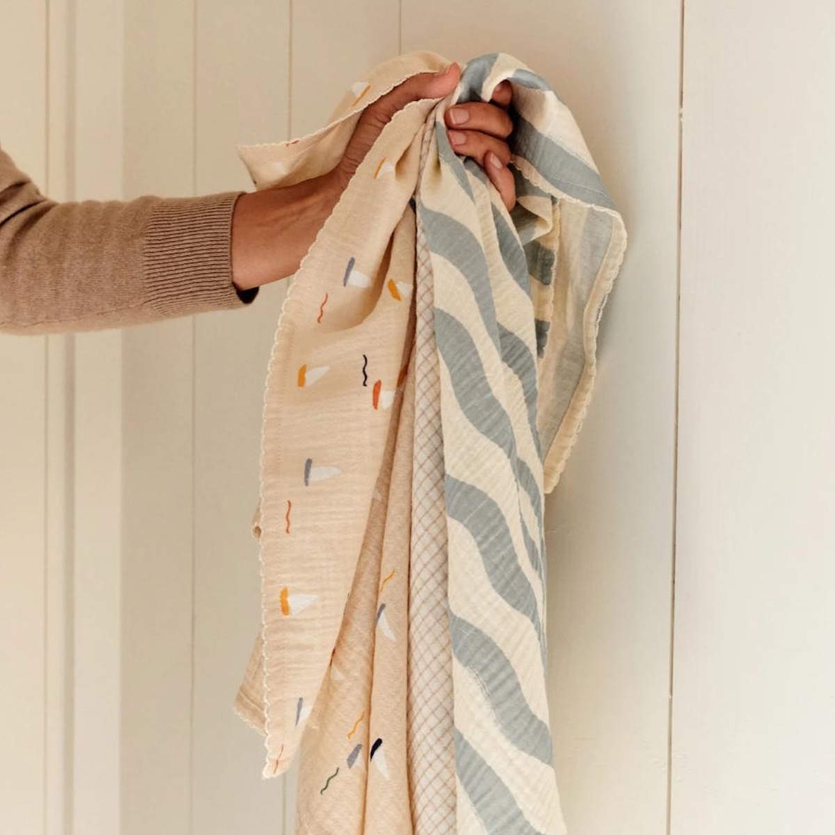 3 Wickeltücher 65x65cm MIO Dear April Pond Boats