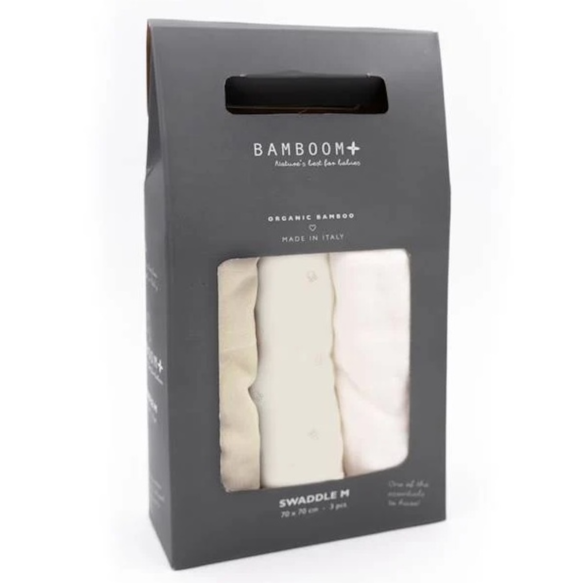 3 Windeln medium multi-use 75x75cm Bamboom Birh sand Animal friends offwhite