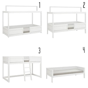 4-in-1 Bett für Stoffdach 90x200cm Lifetime Kidsrooms weiß