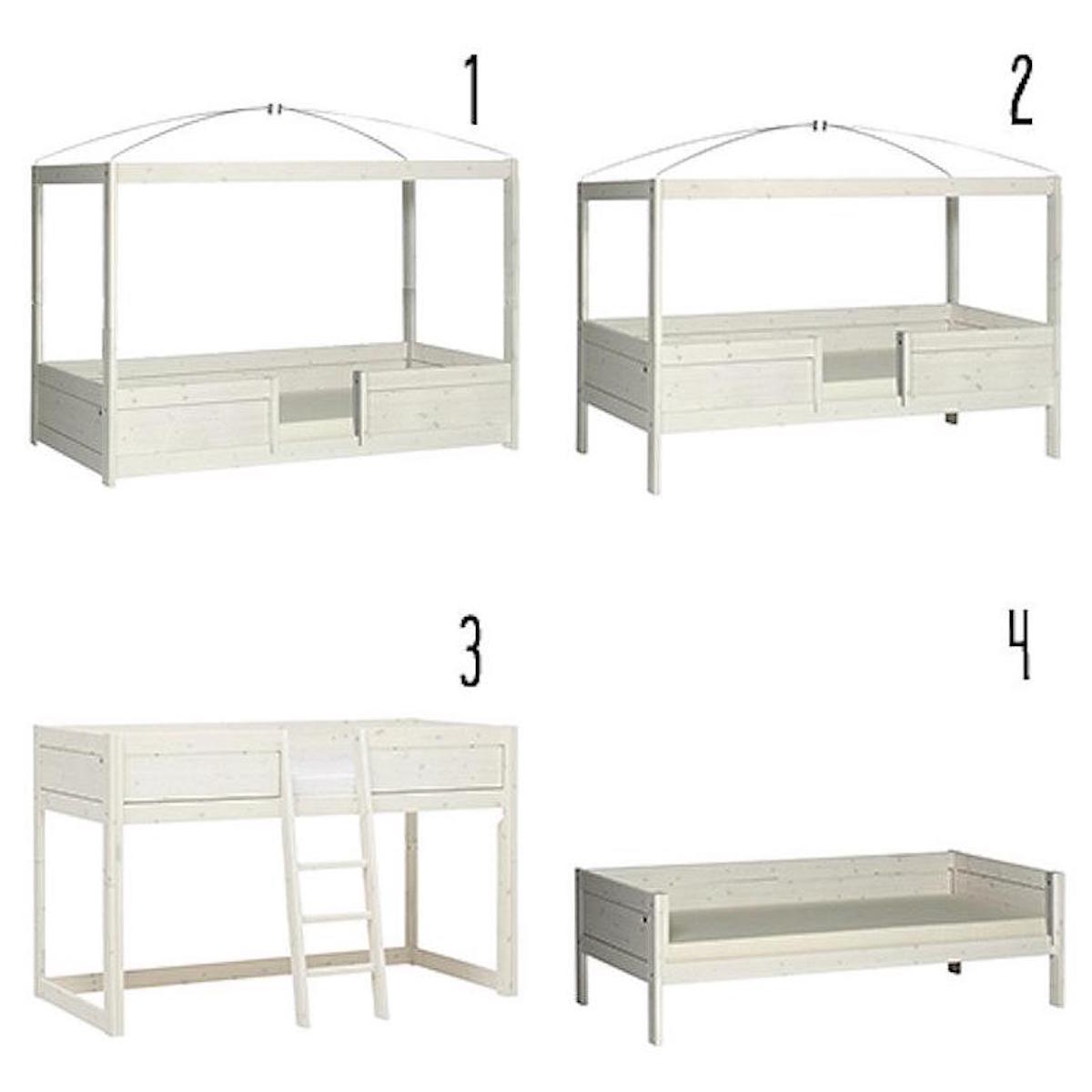 4-in-1 Himmelbett mit Deluxe Lattenrost 90x200cm Lifetime Kidsrooms whitewash