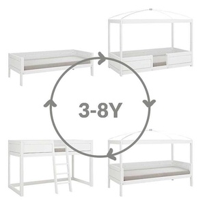 4-in-1 Himmelbett mit Rollrost 90x200cm Lifetime Kidsrooms weiß