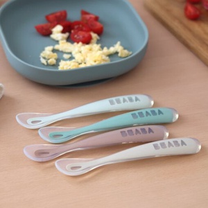 4 Silikonlöffel für die erste Mahlzeit Beaba Natural set pralin-argile-vert sauge-vert de gris