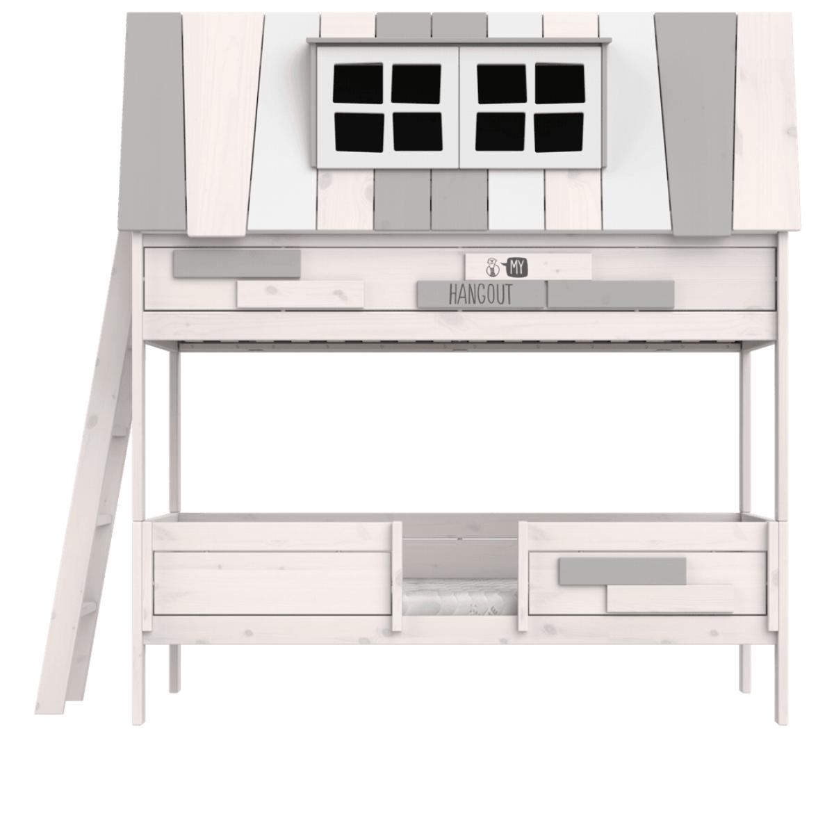 Abenteuerbett Etagenbett mit Deluxe Lattenrost 90x200cm HANGOUT Lifetime whitewash