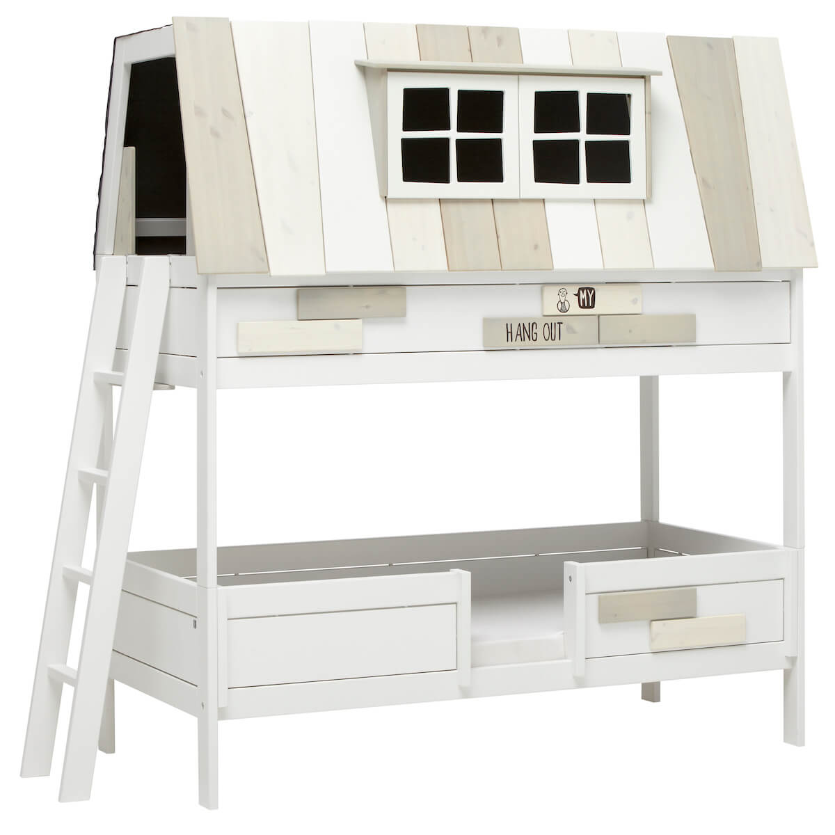 Abenteuerbett Etagenbett mit Rollrost 90x200cm HANGOUT Lifetime weiß