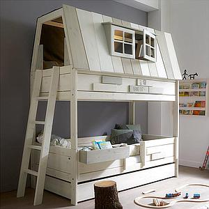 Abenteuerbett Etagenbett mit Rollrost 90x200cm HANGOUT Lifetime whitewash