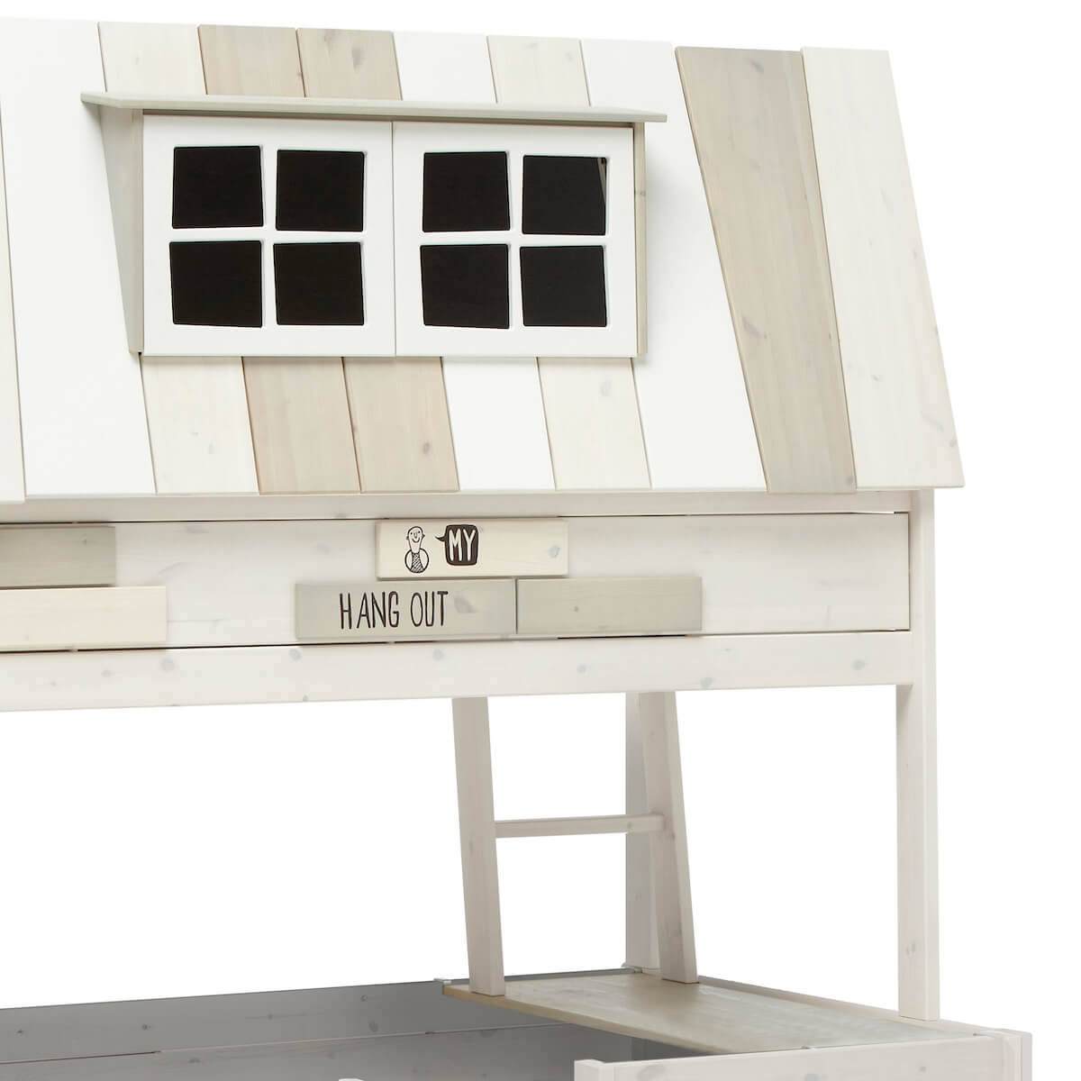 Abenteuerbett mit Deluxe Lattenrost 120x200cm HANGOUT Lifetime white wash