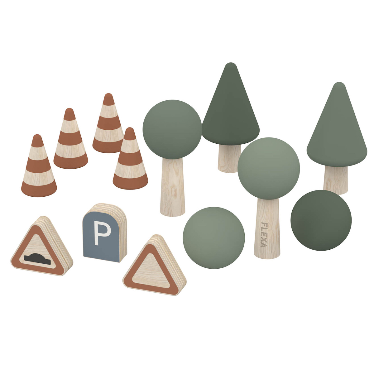 Accessories for Car Tracks Flexa Signs Trees Traffic cones