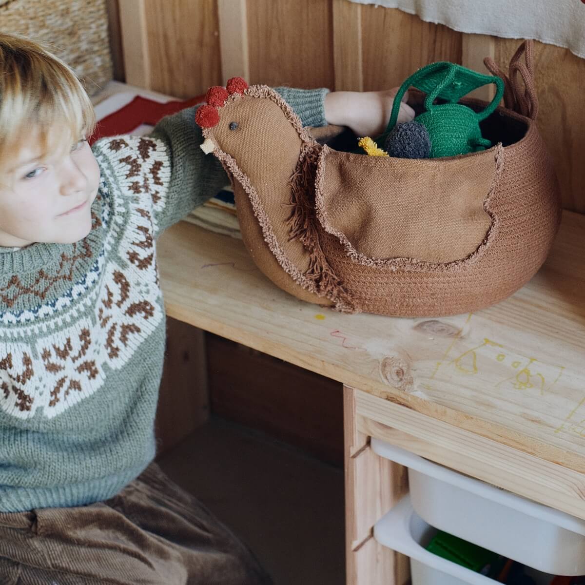 Aufbewahrungskorb HuhnToffee 48x32x29cm Lorena Canals