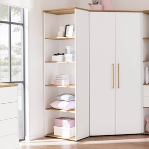 Ausziehtisch, 5 offene Fächer, kann an der Längs- oder Querseite des Schrankes befestigt werden oder frei aufgestellt werden OSCAR Paidi Eiche Nebraska / weiß