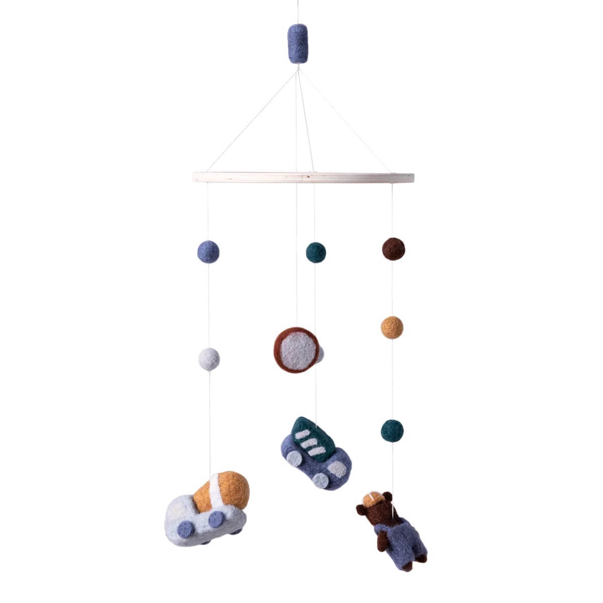 Baby mobile felted Busy Builders Sebra