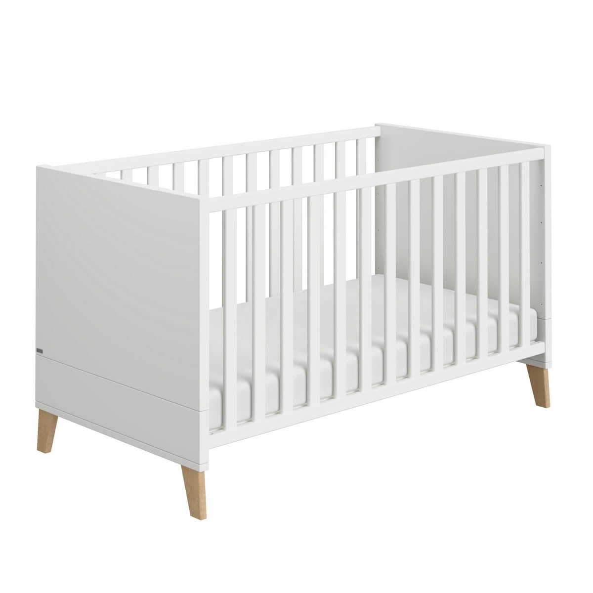 Babybett 70 x 140 cm mit 2 Schlupfsprossen, Lattenrost AIRWELL Comfort, 4-fach höhenverstellbar OSCAR Paidi Eiche Nebraska / weiß