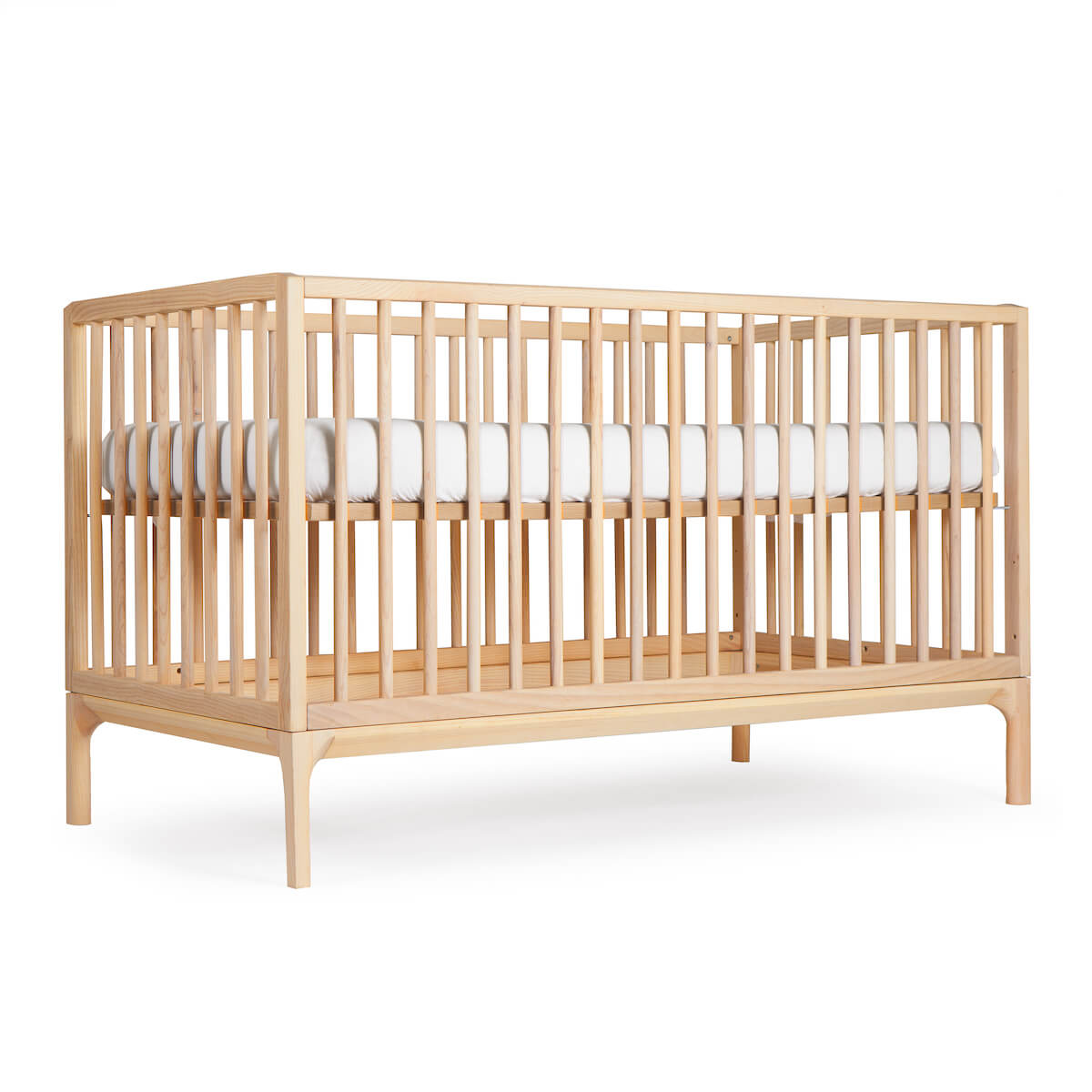 Babybett KERA in Buche mit Aufsatz Straight-Sockelfuß Bevel