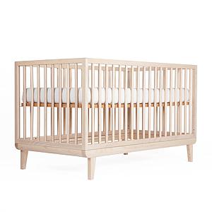 Babybett KERA in Esche mit Aufsatz Round-Sockelfuß Retro