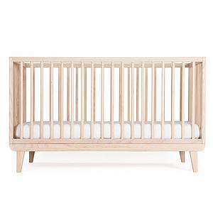 Babybett KERA in Esche mit Aufsatz Round-Sockelfuß Retro