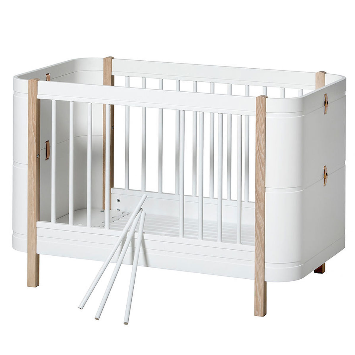 Babybett mitwachsend 68x122cm/162cm WOOD MINI+ Oliver Furniture weiß-Eiche