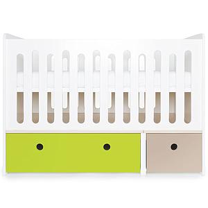 Babybett mitwachsend 70x140cm COLORFLEX lime-warm grey