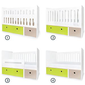 Babybett mitwachsend 70x140cm COLORFLEX lime-warm grey