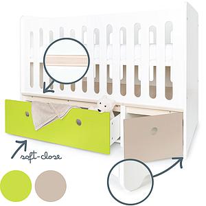 Babybett mitwachsend 70x140cm COLORFLEX lime-warm grey