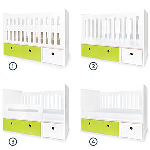Babybett mitwachsend 70x140cm COLORFLEX lime-white 