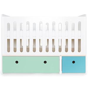 Babybett mitwachsend 70x140cm COLORFLEX mint-paradise blue