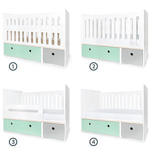 Babybett mitwachsend 70x140cm COLORFLEX mint-pearl grey