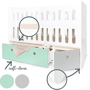 Babybett mitwachsend 70x140cm COLORFLEX mint-pearl grey