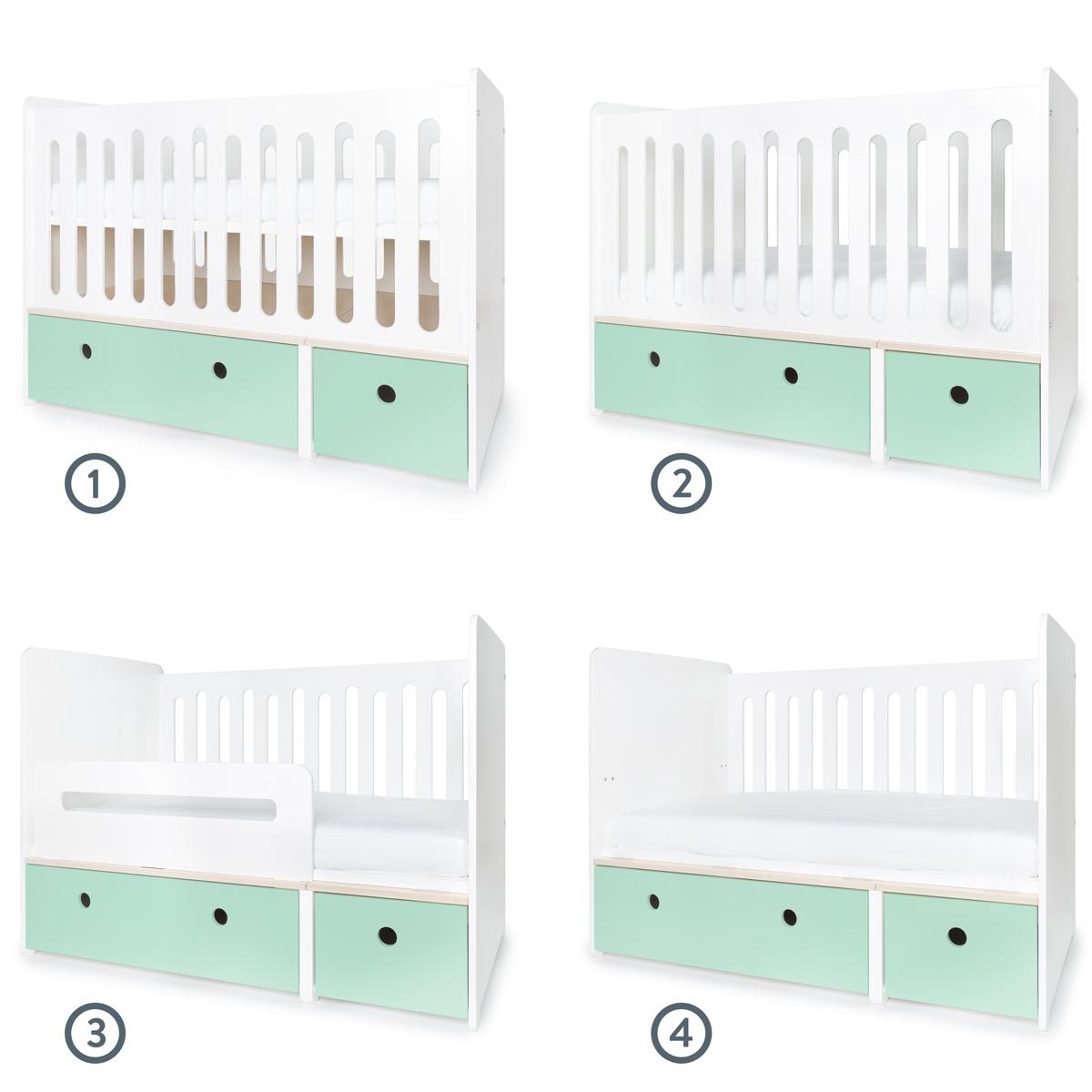 Babybett mitwachsend 70x140cm COLORFLEX mint