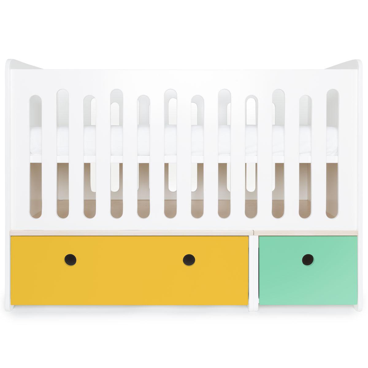 Babybett mitwachsend 70x140cm COLORFLEX nectar yellow-sea foam