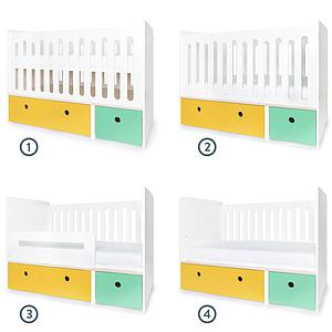 Babybett mitwachsend 70x140cm COLORFLEX nectar yellow-sea foam