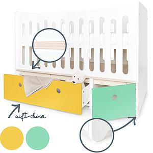 Babybett mitwachsend 70x140cm COLORFLEX nectar yellow-sea foam