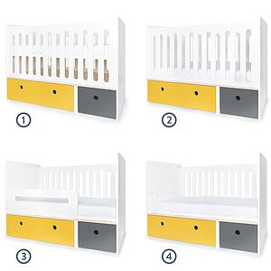 Babybett mitwachsend 70x140cm COLORFLEX nectar yellow-space grey