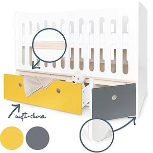 Babybett mitwachsend 70x140cm COLORFLEX nectar yellow-space grey