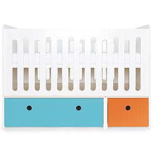 Babybett mitwachsend 70x140cm COLORFLEX paradise blue-pure orange