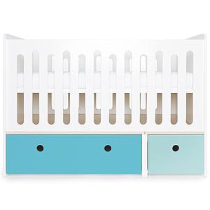 Babybett mitwachsend 70x140cm COLORFLEX paradise blue-sky blue 