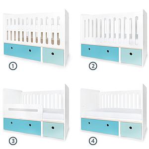 Babybett mitwachsend 70x140cm COLORFLEX paradise blue-sky blue 