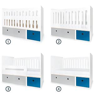Babybett mitwachsend 70x140cm COLORFLEX pearl grey-deep marine