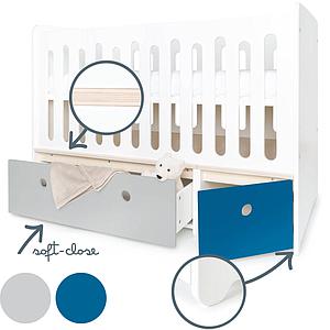 Babybett mitwachsend 70x140cm COLORFLEX pearl grey-deep marine