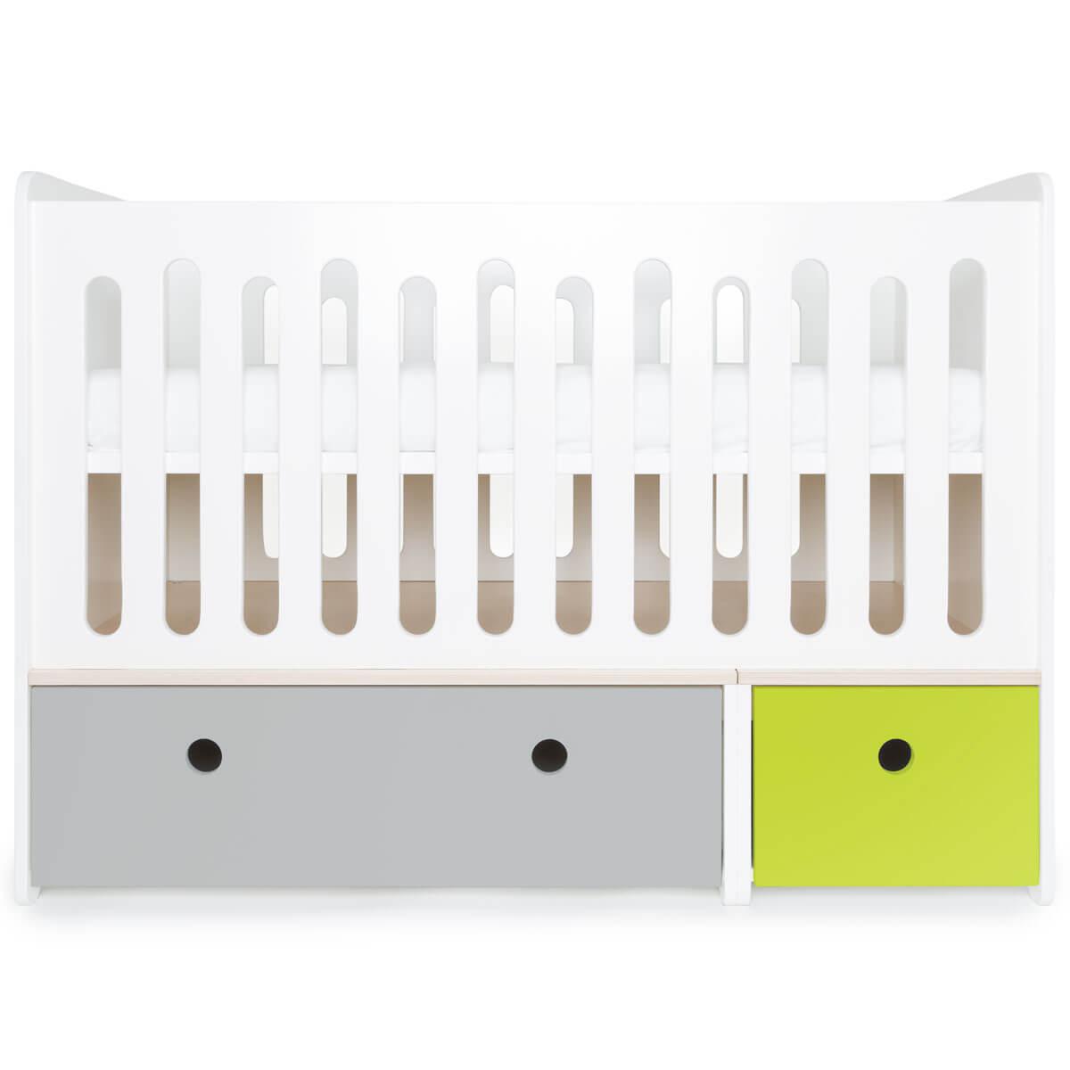 Babybett mitwachsend 70x140cm COLORFLEX pearl grey-lime