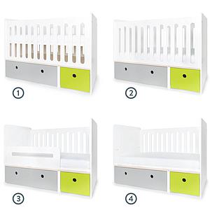 Babybett mitwachsend 70x140cm COLORFLEX pearl grey-lime