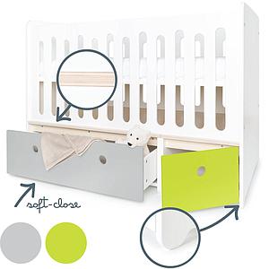Babybett mitwachsend 70x140cm COLORFLEX pearl grey-lime