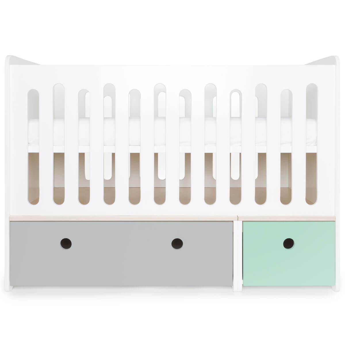 Babybett mitwachsend 70x140cm COLORFLEX pearl grey-mint