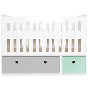 Babybett mitwachsend 70x140cm COLORFLEX pearl grey-mint