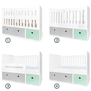 Babybett mitwachsend 70x140cm COLORFLEX pearl grey-mint