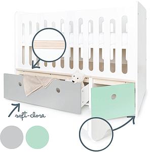 Babybett mitwachsend 70x140cm COLORFLEX pearl grey-mint